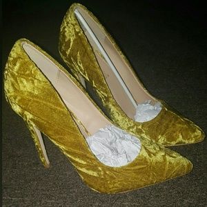 Yellow Velvet heels